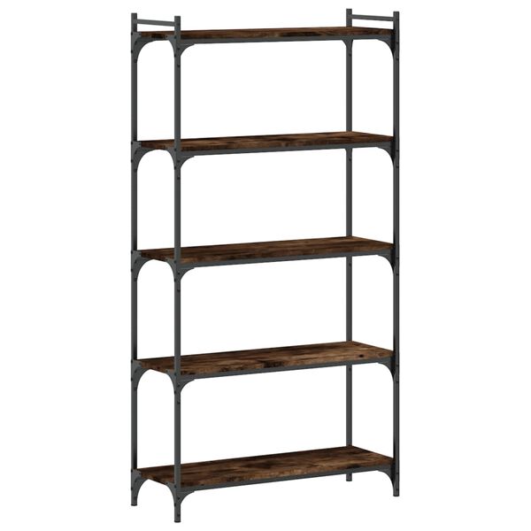 vidaXL Bookcase Smoked oak Engineered wood Large Adjustable Feet