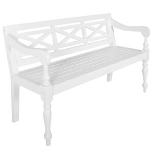 vidaXL Bench White Solid Mahogany Wood Standard Durable Bench