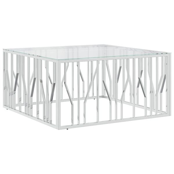 vidaXL Coffee Table Stainless Steel 39.4x39.4x19.7 in Durable