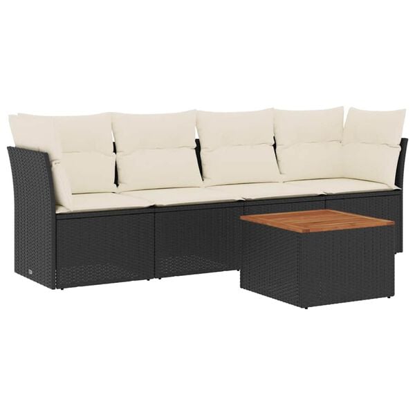 vidaXL Garden Sofa Set Black Poly Rattan Large Modular Garden Sofa Set