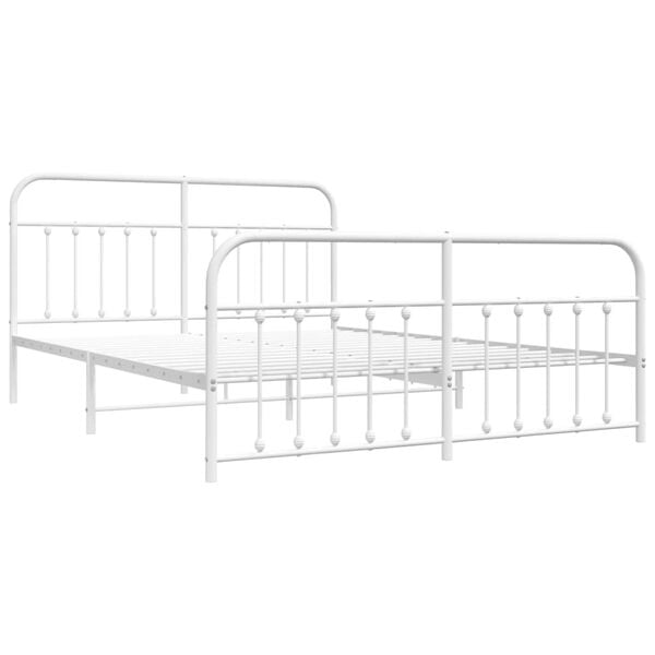 vidaXL Bed Frame White Powder-coated steel 70.9x78.7 in Super King