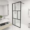 vidaXL Walk-in Shower Wall with Tempered Glass Black 35.4"x76.8"