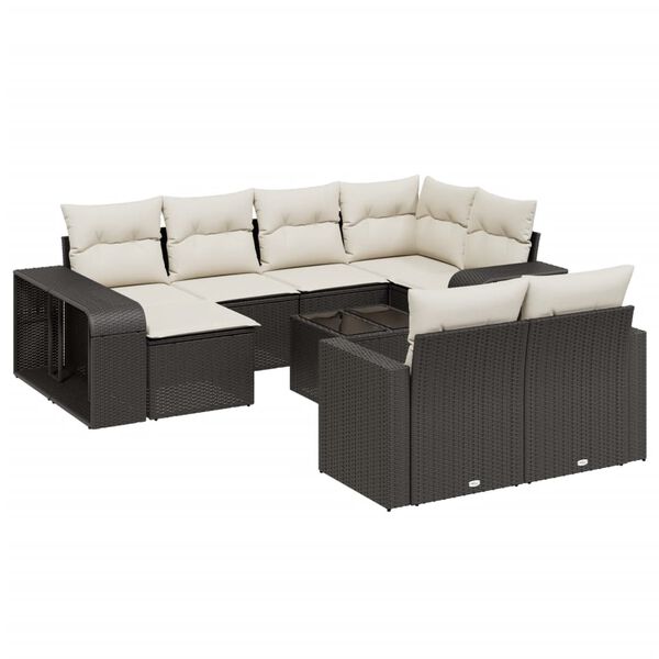 vidaXL Garden Sofa Set Black, Cream White