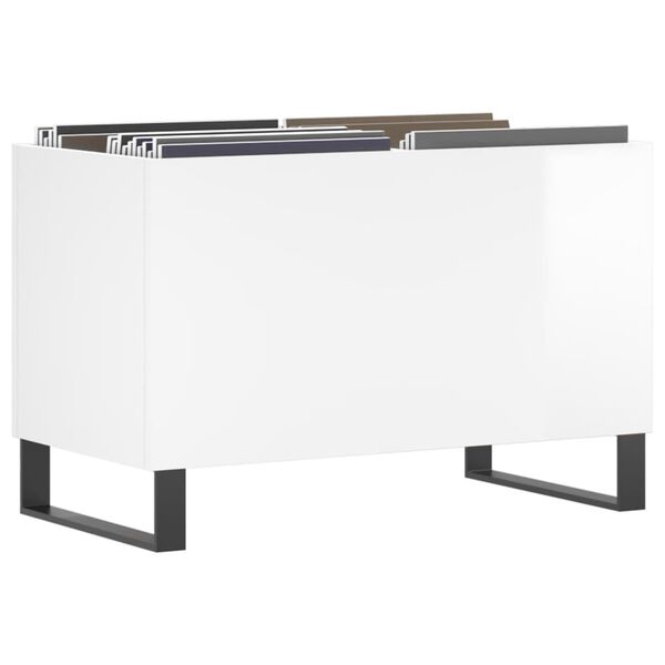 vidaXL Record Cabinet Glossy White Engineered wood, Iron Medium