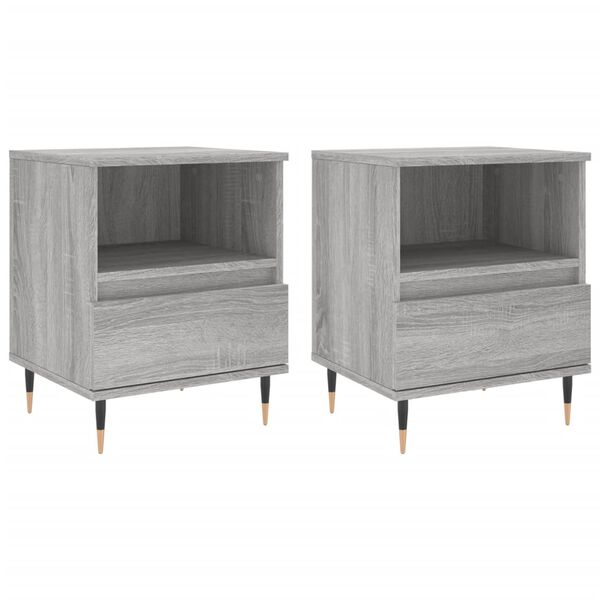 vidaXL Bedside Cabinet Set of 2 Grey Sonoma Engineered wood, Metal