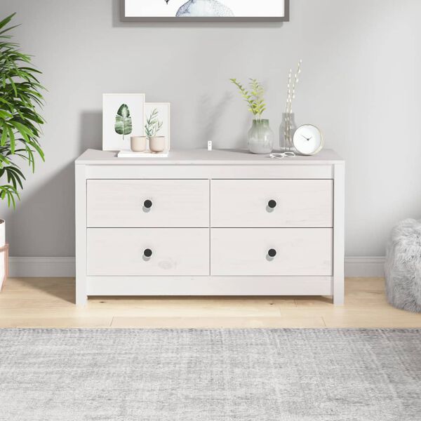vidaXL Side Cabinet White Solid pine wood Medium Cabinet Rectangular