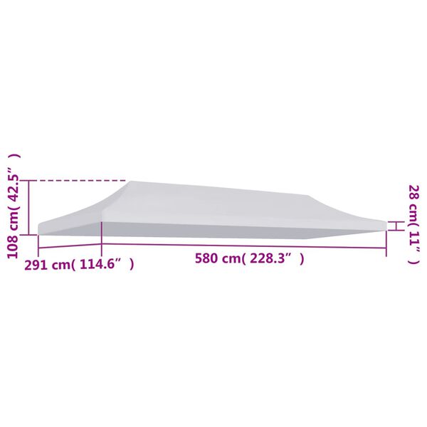 vidaXL Party Tent Roof 9.8'x19.7' White