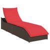 vidaXL Folding Sun Lounger with Cushion and Storage Brown Poly Rattan