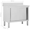 vidaXL Work Table with Sliding Doors 39.4"x19.7"x(37.4"-38.2") Stainless Steel