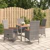 vidaXL Garden Dining Set Grey PE Rattan 5 Piece Set Garden Dining Set