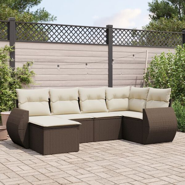 vidaXL Garden Sofa Set Brown, Cream white