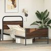vidaXL Bed Frame Brown oak Steel, Engineered wood Single Bed Frame