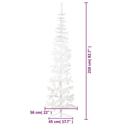 vidaXL Slim Artificial Half Christmas Tree with Stand White 7 ft