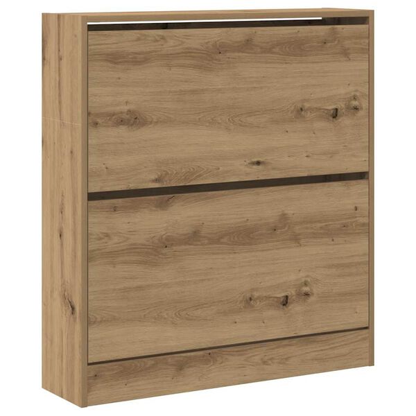 vidaXL Shoe Cabinet Smoked Oak Engineered Wood Compact Shoe Cabinet
