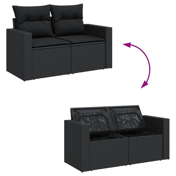 vidaXL Patio Sofa Set Black