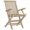vidaXL Folding Garden Chair Set of 6 Grey Solid teak wood Standard