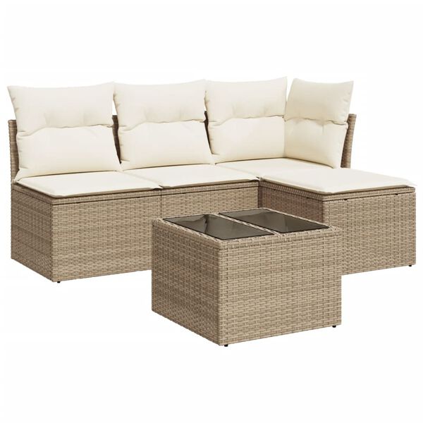 vidaXL Garden Sofa Set Beige, Cream white
