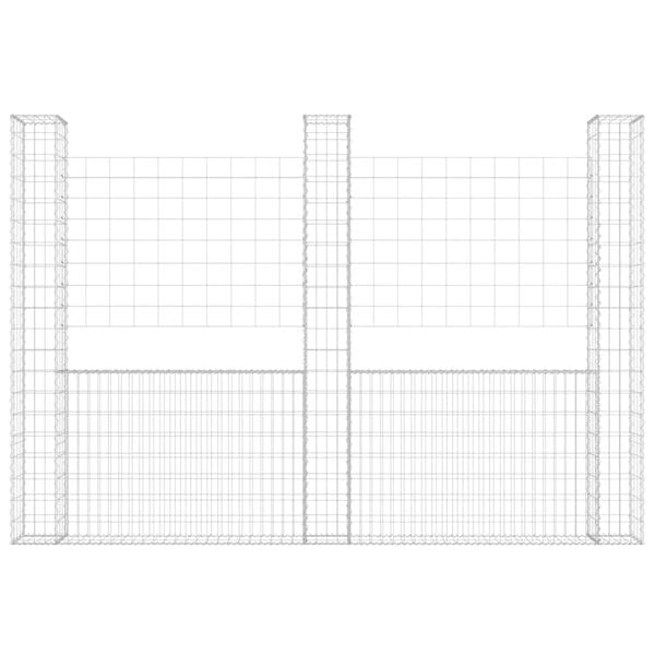 vidaXL U-shape Gabion Basket with 3 Posts Iron 102.4"x7.9"x78.7"