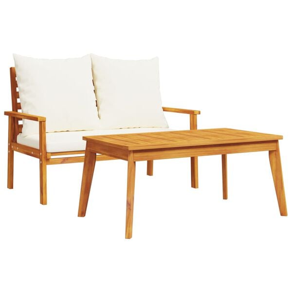 vidaXL Garden Set Cream White Solid Acacia Wood Medium Durable