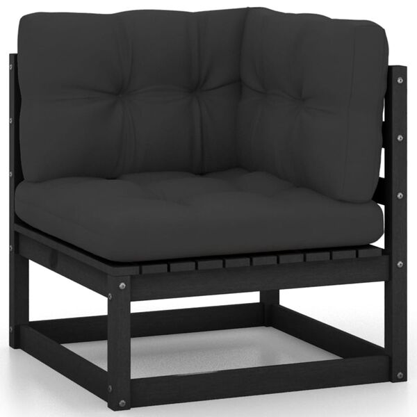 vidaXL Garden Lounge Set Black, Anthracite Solid pinewood, 100% polyester