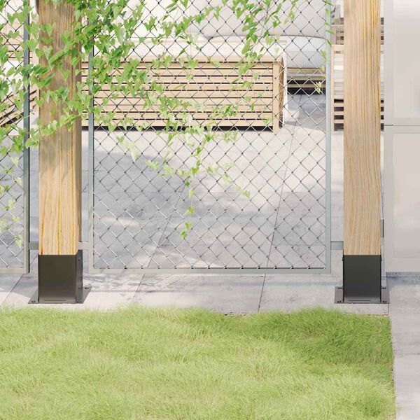 vidaXL Post Bases Square 4 pcs Anthracite 3.98x3.98" Powder-coated Steel