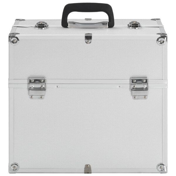 vidaXL Make-up Case 15.0x9.1x13.4" Silver Aluminium