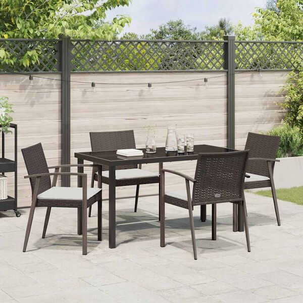 vidaXL Garden Dining Set 5 pcs Brown and Black PE Rattan