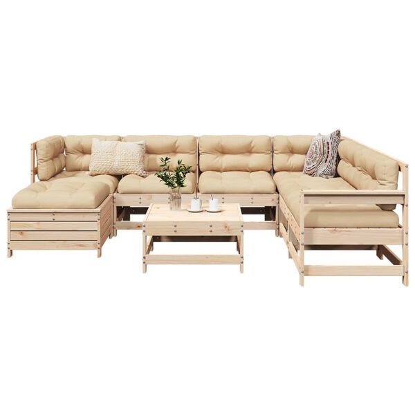 vidaXL Garden Sofa Set Natural Pine Solid pine wood, Plywood Large