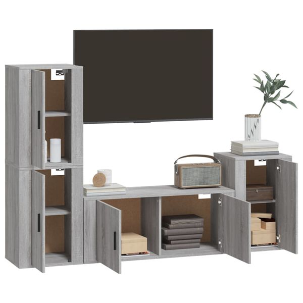 vidaXL TV Cabinet Set Set of 4 Grey Sonoma Engineered wood