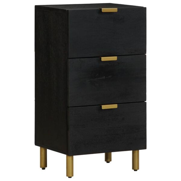 vidaXL Sideboard Black Engineered wood, Solid mango wood, Brass Medium