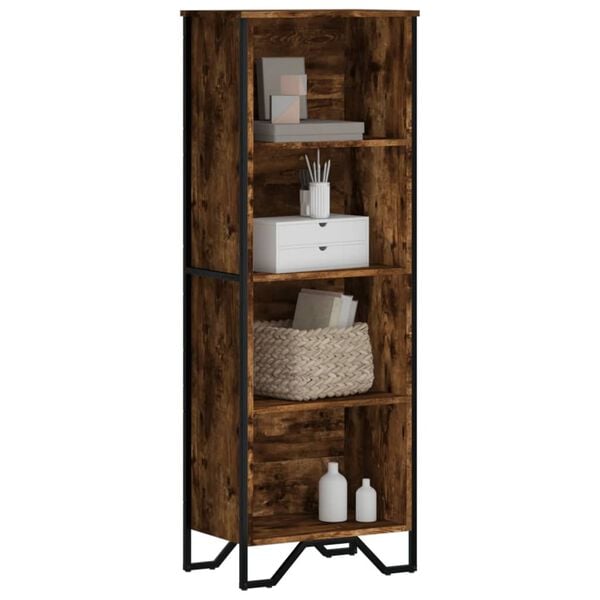 vidaXL Bookcase Smoked oak Engineered wood, Metal Medium Bookcase