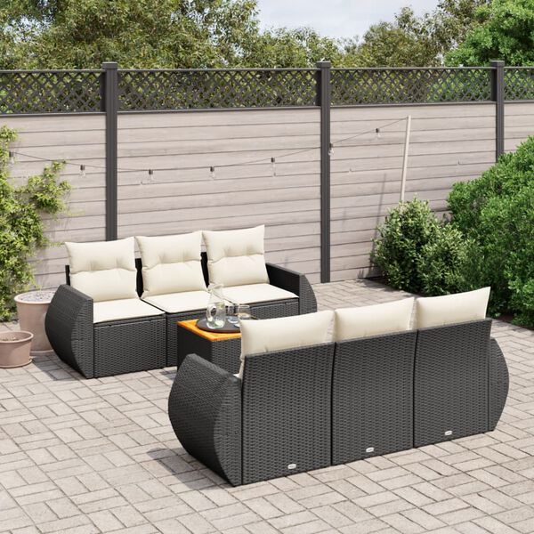 vidaXL Garden Sofa Set Black, Cream