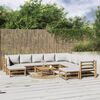 vidaXL Garden Lounge Set Light Grey, Natural Bamboo Bamboo, Polyester Fabric
