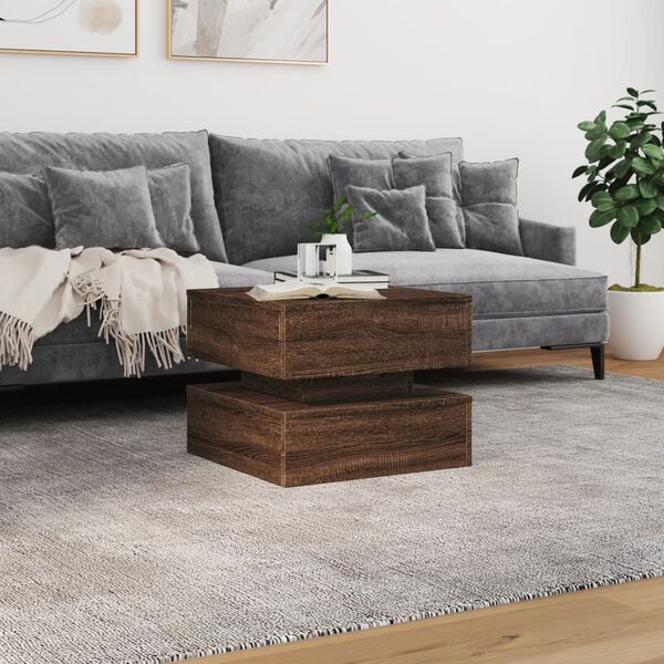 vidaXL Coffee Table Brown Oak Engineered Wood 19.7x19.7x15.7 in