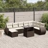 vidaXL Garden Sofa Set Brown PE Rattan Large Adjustable Armrests