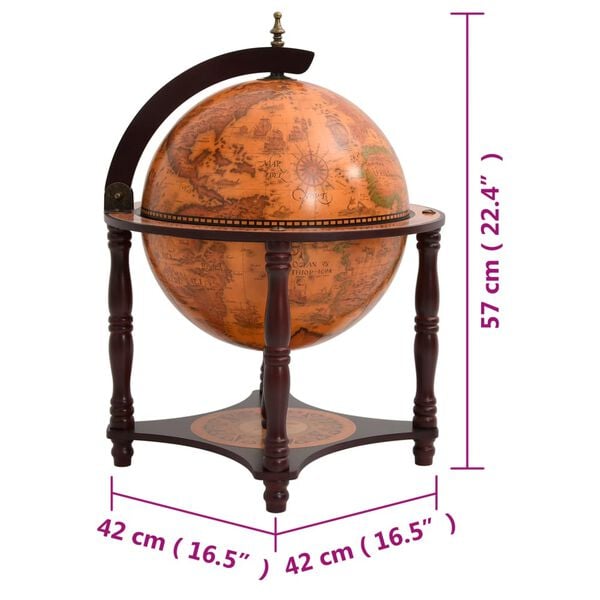 vidaXL Globe Bar Wine Stand Brown Solid Wood Eucalyptus