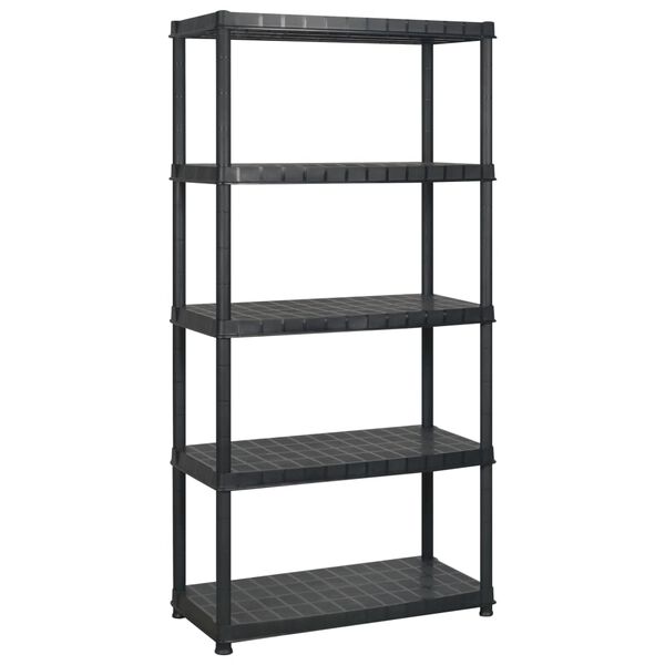 vidaXL Storage Shelf 5-Tier Black 72.0x18.0x72.8" Plastic (2x147686)