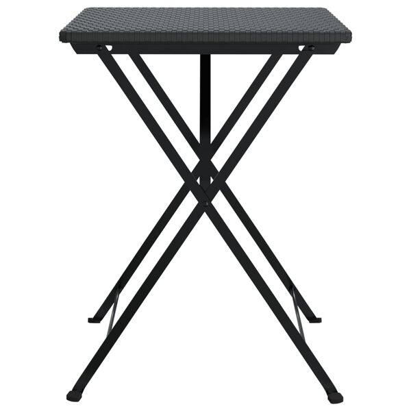 vidaXL Folding Bistro Table Black PE rattan, powder-coated steel Medium