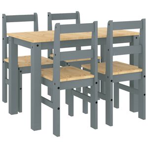 vidaXL Dining Set Grey Solid pinewood 5-piece set Simple Dining Set