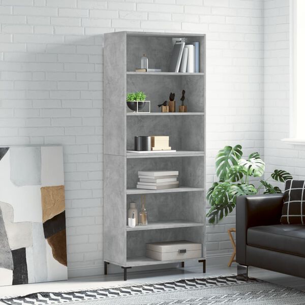 vidaXL Highboard Concrete grey Engineered wood, metal 71 in height