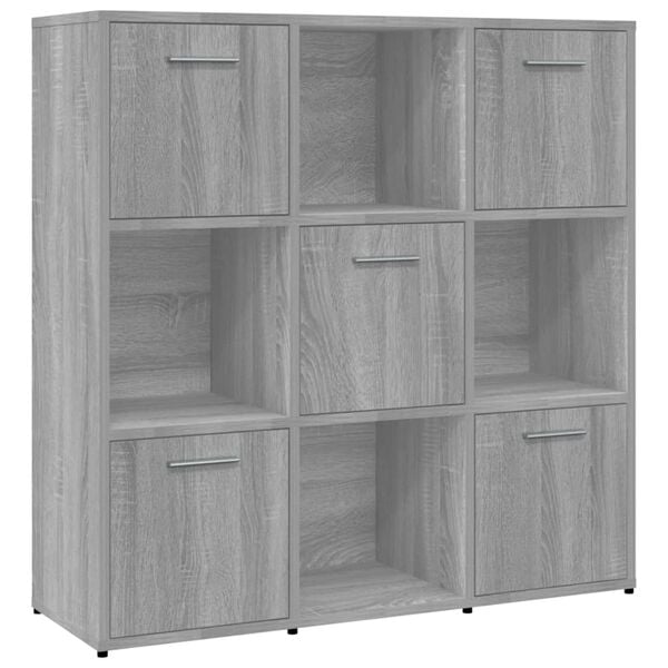 vidaXL Book Cabinet Gray Sonoma Engineered Wood Medium Book Cabinet
