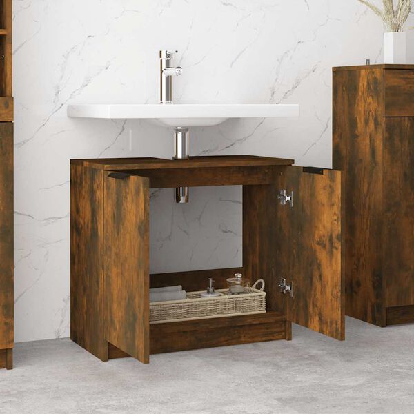 vidaXL Bathroom Cabinet Smoked Oak Engineered Wood Compact