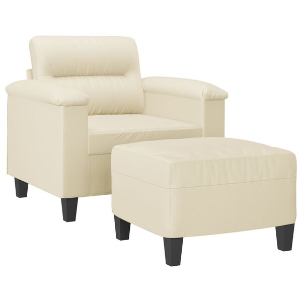 vidaXL Sofa Chair with Footstool Cream 23.6" Faux Leather