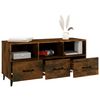 vidaXL TV Cabinet Smoked Oak Engineered Wood, Iron 40.2 x 13.8 x 19.7 in
