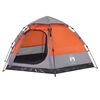 vidaXL Camping Tent Cabin 4-Person Gray and Orange Quick Release