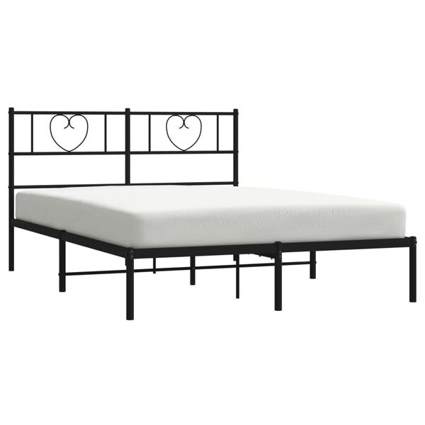 vidaXL Bed Frame Black Steel Small Double Bed Frame Rectangular