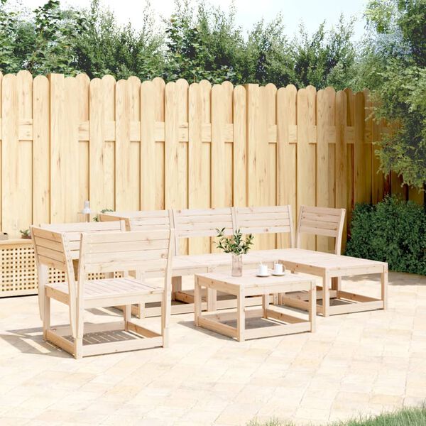 vidaXL Garden Lounge Set Natural Pine Solid Pine Wood 5 Piece Set