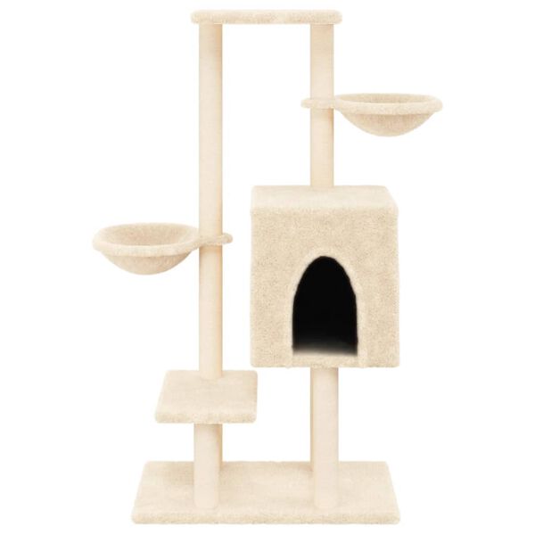 vidaXL Cat Tree Cream Engineered wood, plush, sisal 46.1 in tall