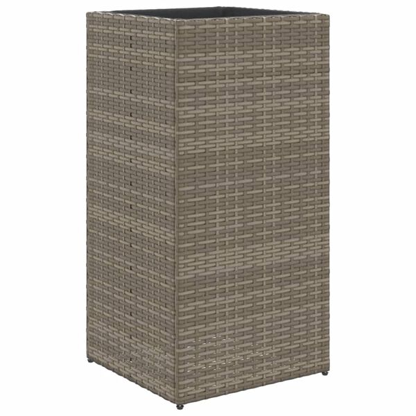vidaXL Garden Planter Grey Powder-coated steel, PE rattan
