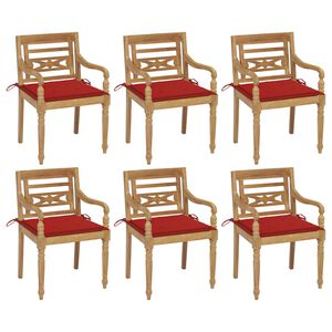 vidaXL Batavia Chairs with Cushions 6 pcs Solid Teak Wood